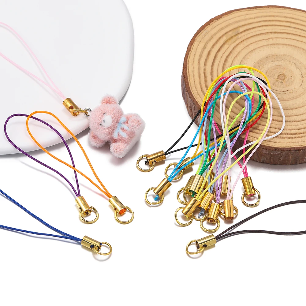

20/50pcs Polyester Colorful Strap Charm Cords With Connecting Ring for Keychains Phone Lanyard Keychain Durable Jewelry Cords