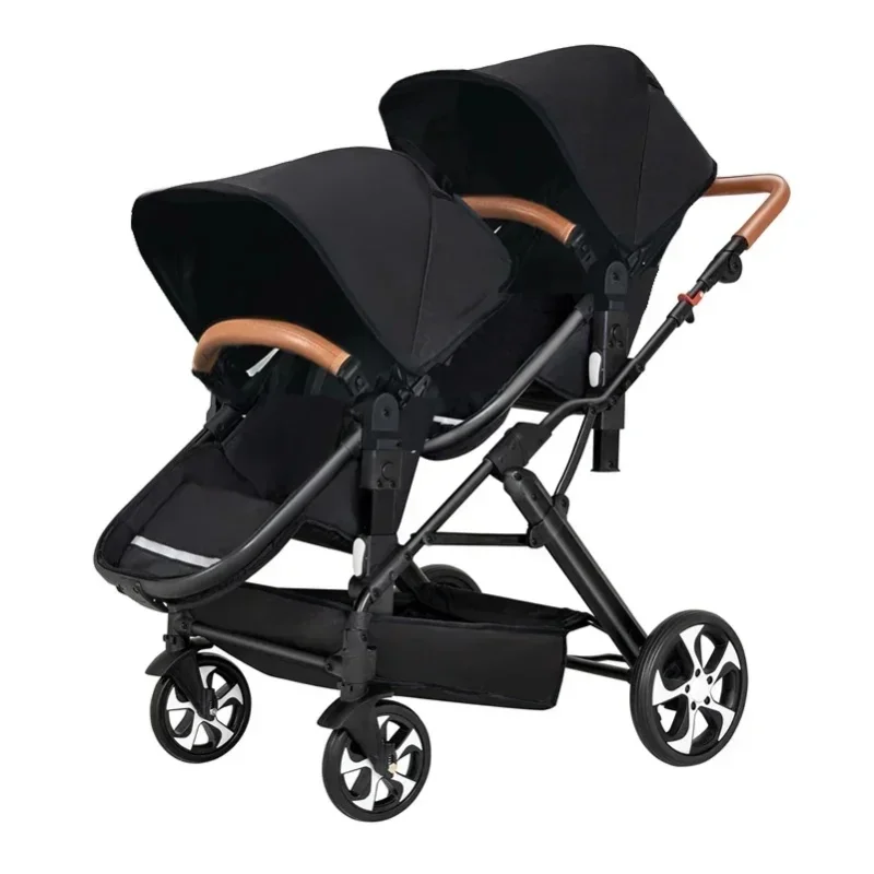 Hochwertiger Zwillingskinderwagen, Liege- und Sitzposition, faltbar, sicherer und robuster Doppelkinderwagen mit Stoßdämpfern, Versand aus der EU.