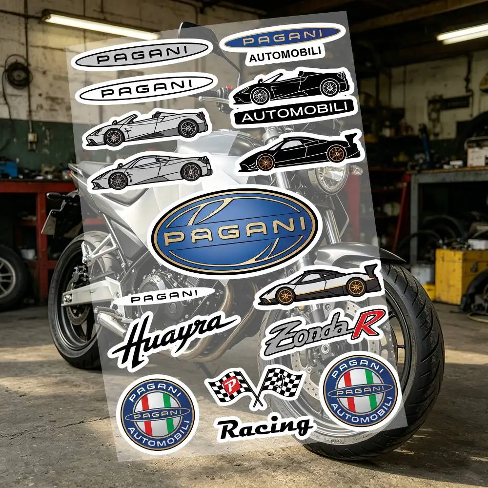 P-Pag-ani Custom Motorcycle Sticker Kit Reflective Decal Set For Helmet Tank Fairing Body Graphics