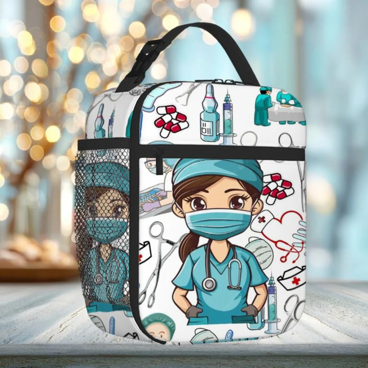 حقيبة حرارية ذات طابع طبي مع تصميم للممرضات والأدوات الطبية - صندوق غداء على الوجهين، ترمس للمستشفى والعيادة والمكتب #2