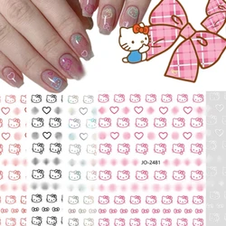 Pegatinas 3D HelloKitty para manicura, calcomanías para uñas, diseño japonés, accesorios felices DIY, 1 hoja