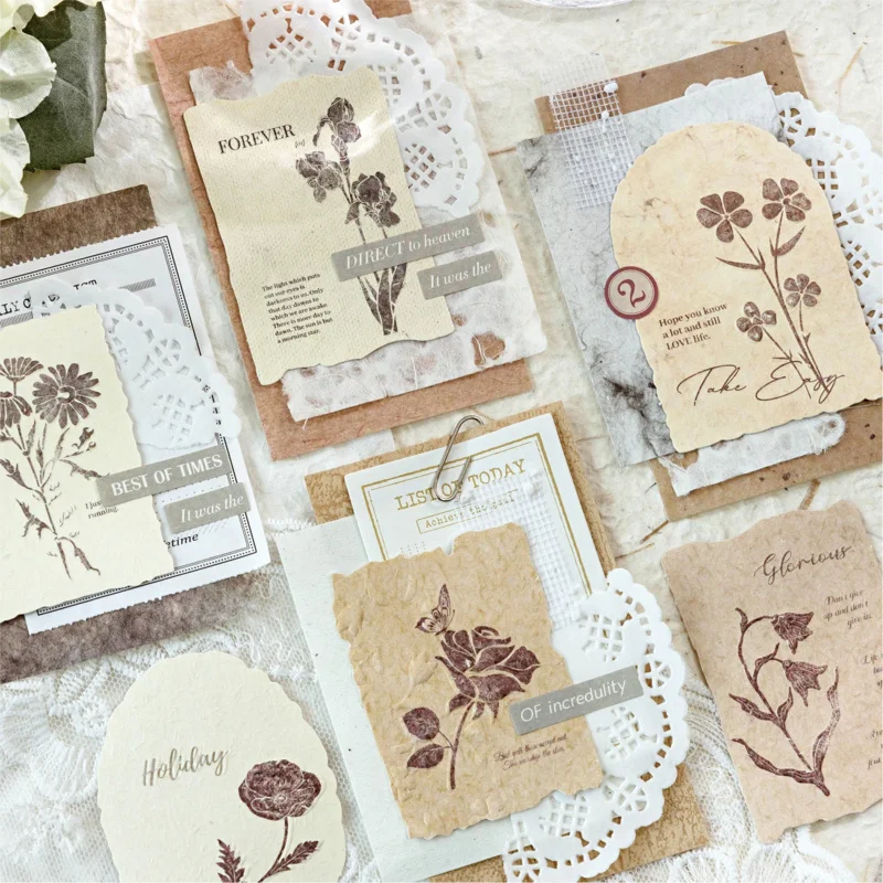 Letterpress embossed fire color box Note sticker Forest Overture Series light retro material Hand account Decoration Sticker