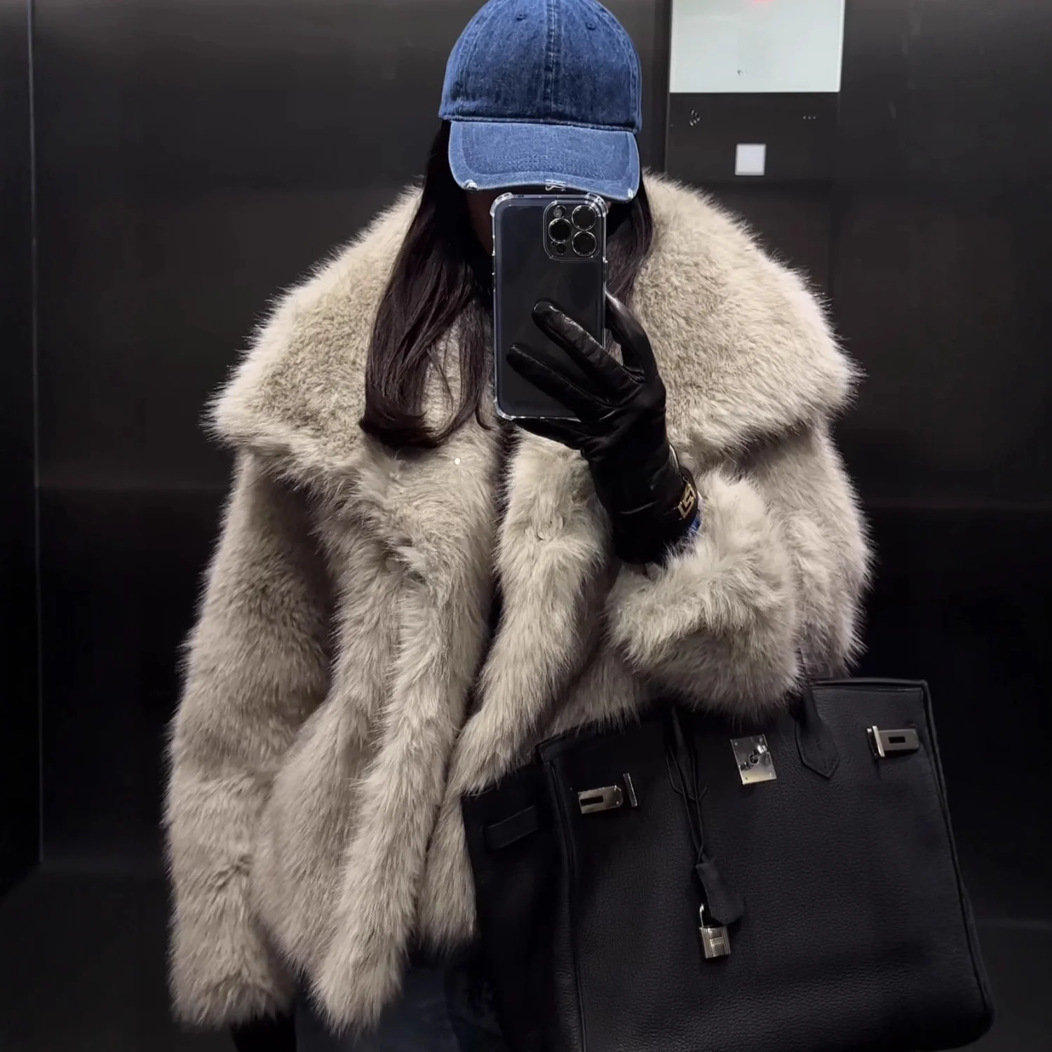 

Loose Long Sve Women's Jaet Fake Fur Coat Toka Hair Oversize Autumn Winter New Sle Faionable Ladies' Coat