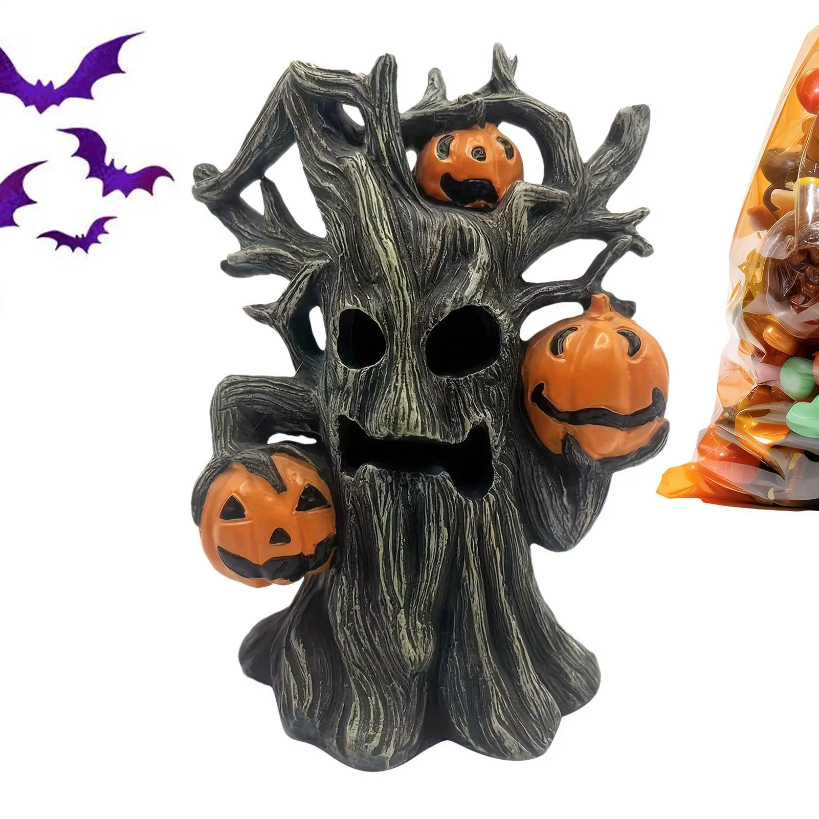 

Pumpkin Figurine Resin Halloween Pumpkin Skull Tree Halloween Pumpkin Tree Sculpture Ornaments Outdoor Garden Decoration
