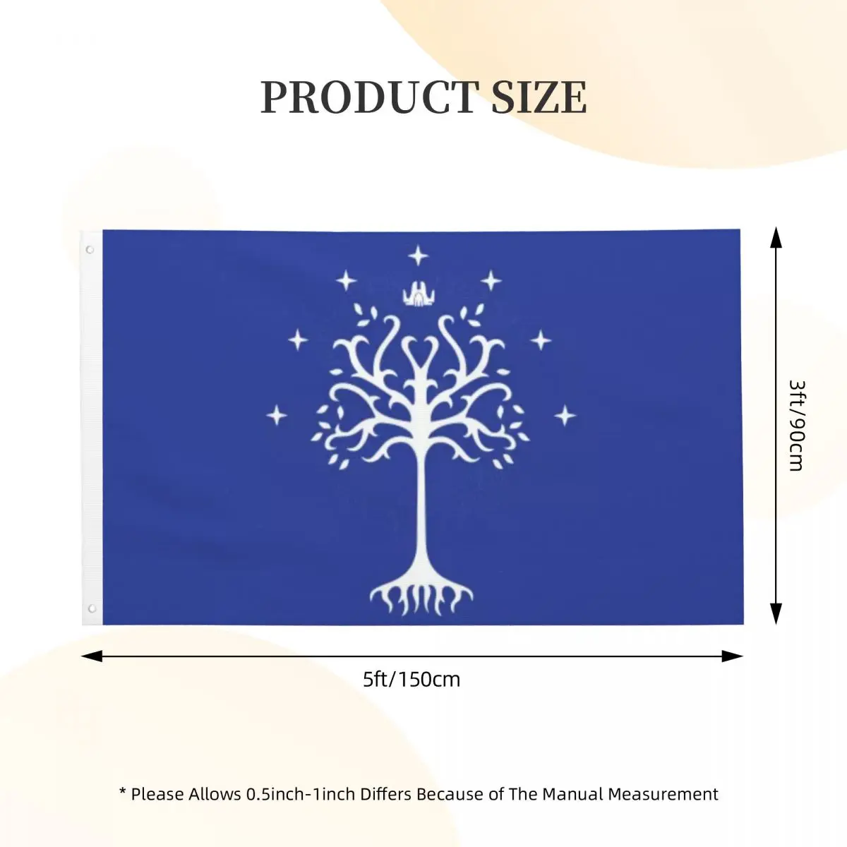 Gondor Tree Flag Decor 3x5FT Polyester Material Indoor Vibrant Colors Drapey