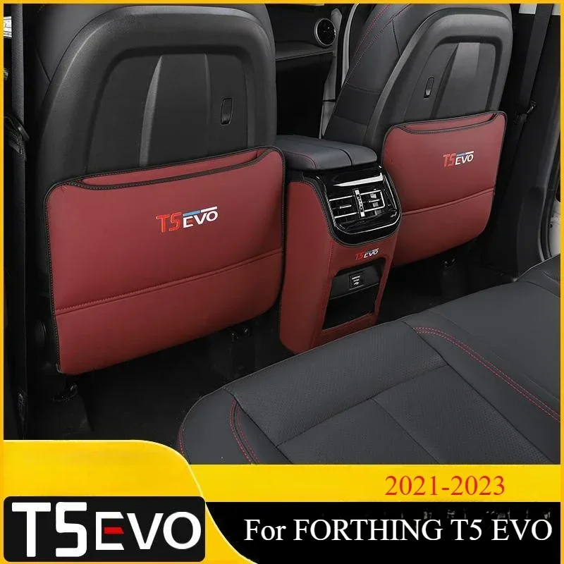 For FORTHING T5 EVO 2021-2023 Accessories Leather Car Seat Rear Anti Kick/dust/scratch Decoration Protection Cover Dust Board Pa