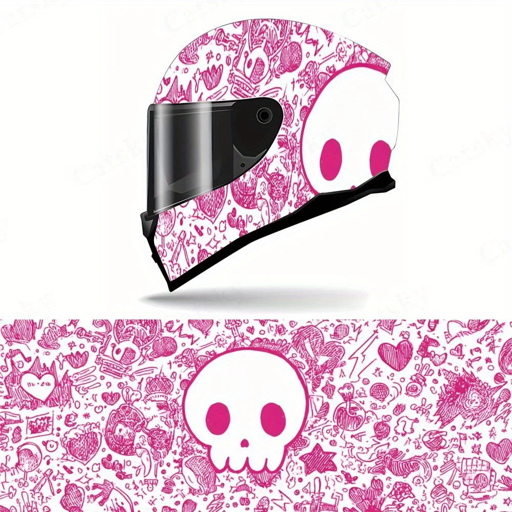 

Cute Pink Skull with Various-Durable Waterproof PVC, Self-Adhesive Motorcycle Racing Helmet Decal, Perfect Gift for Motorcycle E