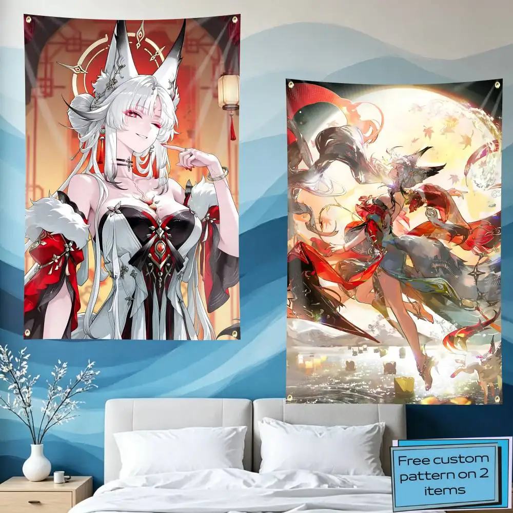 H-Hsin Game WuWa Flaggen-Wandteppich für Schlafzimmer, Wohnzimmer, Outdoor-Camping, individuelle Anpassung möglich