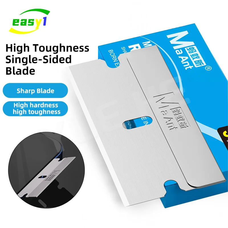 

MaAnt NO.1 100 шт. одностороннее лезвие из углеродистой стали, высокая твердость, инструмент для удаления экрана, острый прочный клей для резки проволоки