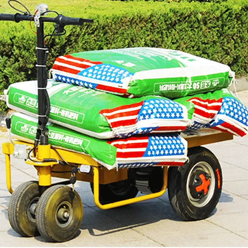 New Folding Electric Flatbed Truck Pulls Goods Four-wheeled Trolley Car Heavy King Small Truck Portable Trailer Trolley