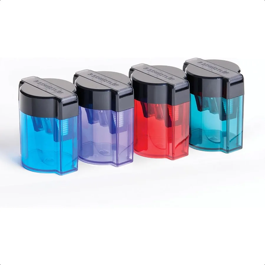 مبراة معدنية بفتحة مزدوجة مع حوض بيضاوي مبراة أقلام رصاص يدوية لأقلام الرصاص الكبيرة العادية مقاسين مع مفصلات #3