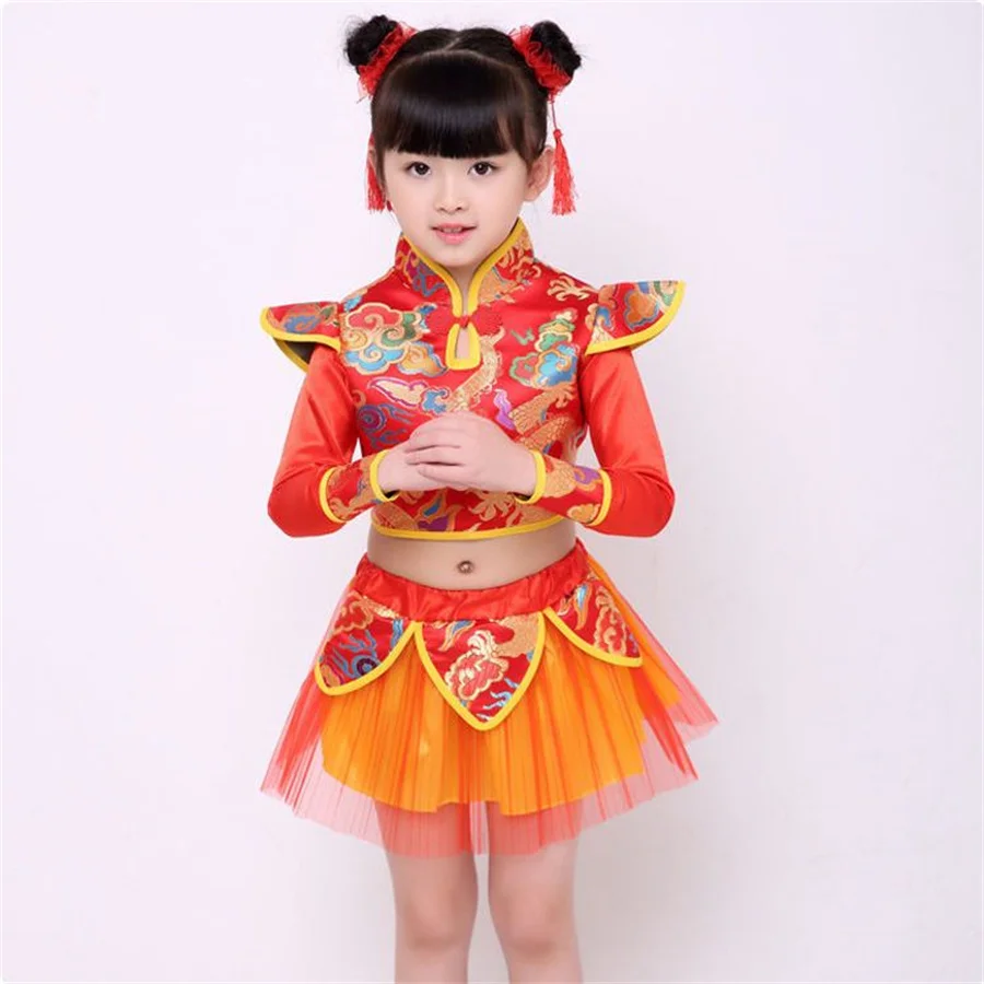 Oneforus Abito Hanfu Tradizionale Cinese Per Bambine – Costume Danza E Performance In Poliestere, Taglie 100-160 Cm