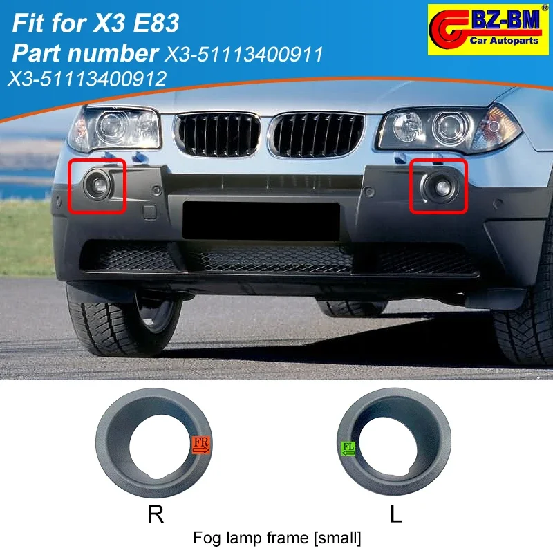 

Front bumper fog light grille decorative cover, suitable for BMW X3 E83 OEM 51113400911 51113400912 car decorative panel light