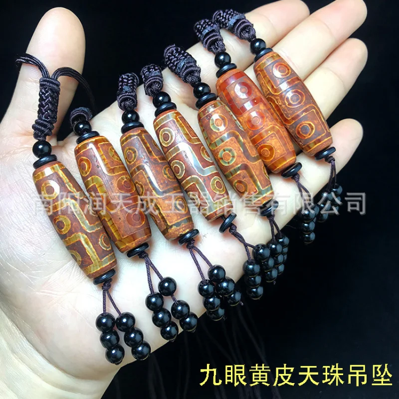 Agate Nine Three Eyes Beads Pendant Sweater Chain