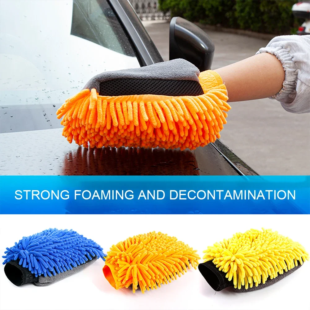 Car Cleaning Gloves Thick Car Cleaning Mitt Car Wash Microfiber Gloves Washable Double Faced Glove For Car Cleaning Maintenance