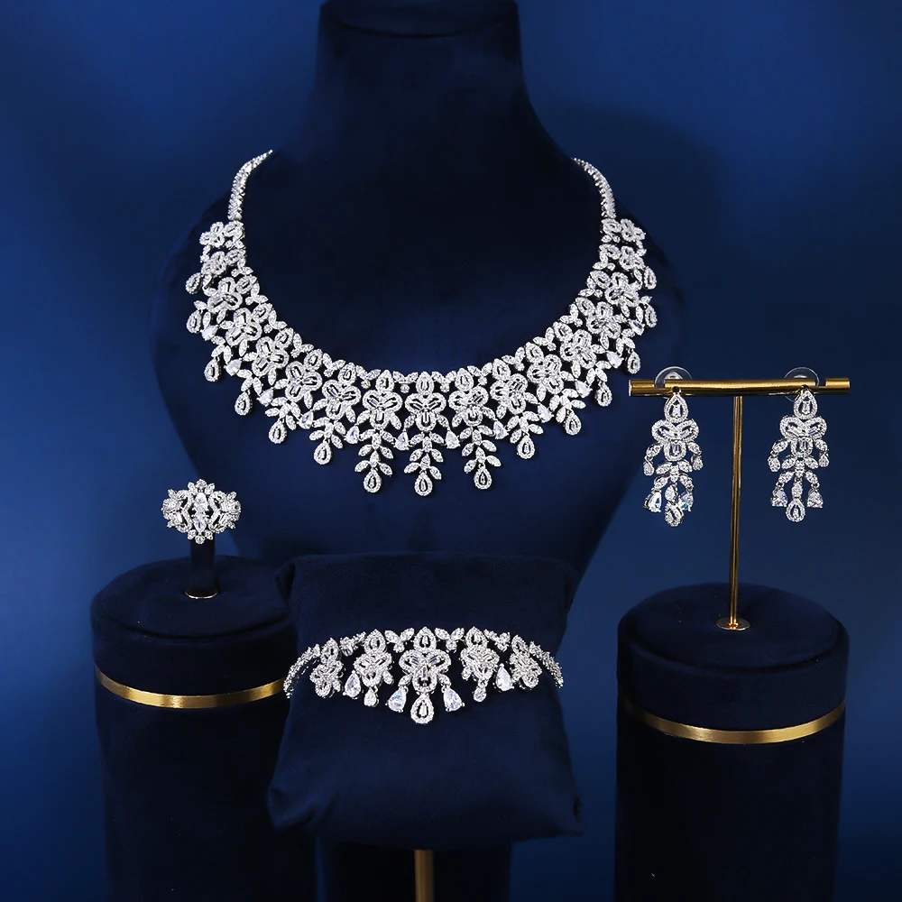 

10101 GODKI Bling Sequins Luxury Africa Dubai Jewelry Sets For Women Wedding Party Zircon Wedding Bridal Jewelry Set Gift