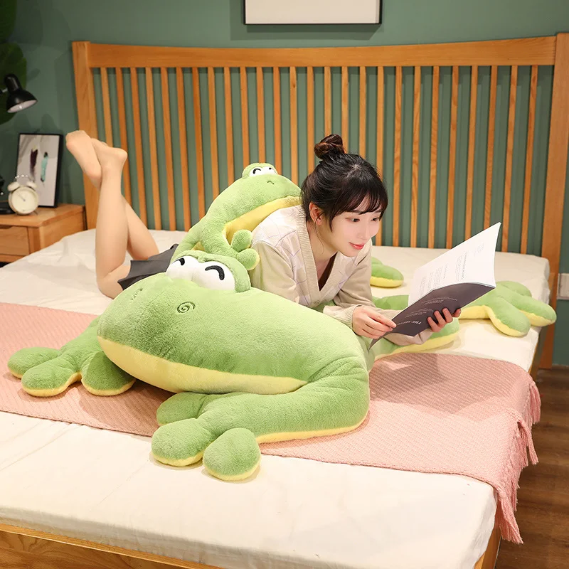 60-130cm Giant Big Frog Plush Toy Stuffed Plushies Grogs Throw Pillow Cushion Home Decor Kids Birthday Gift for Boy Big Eyes