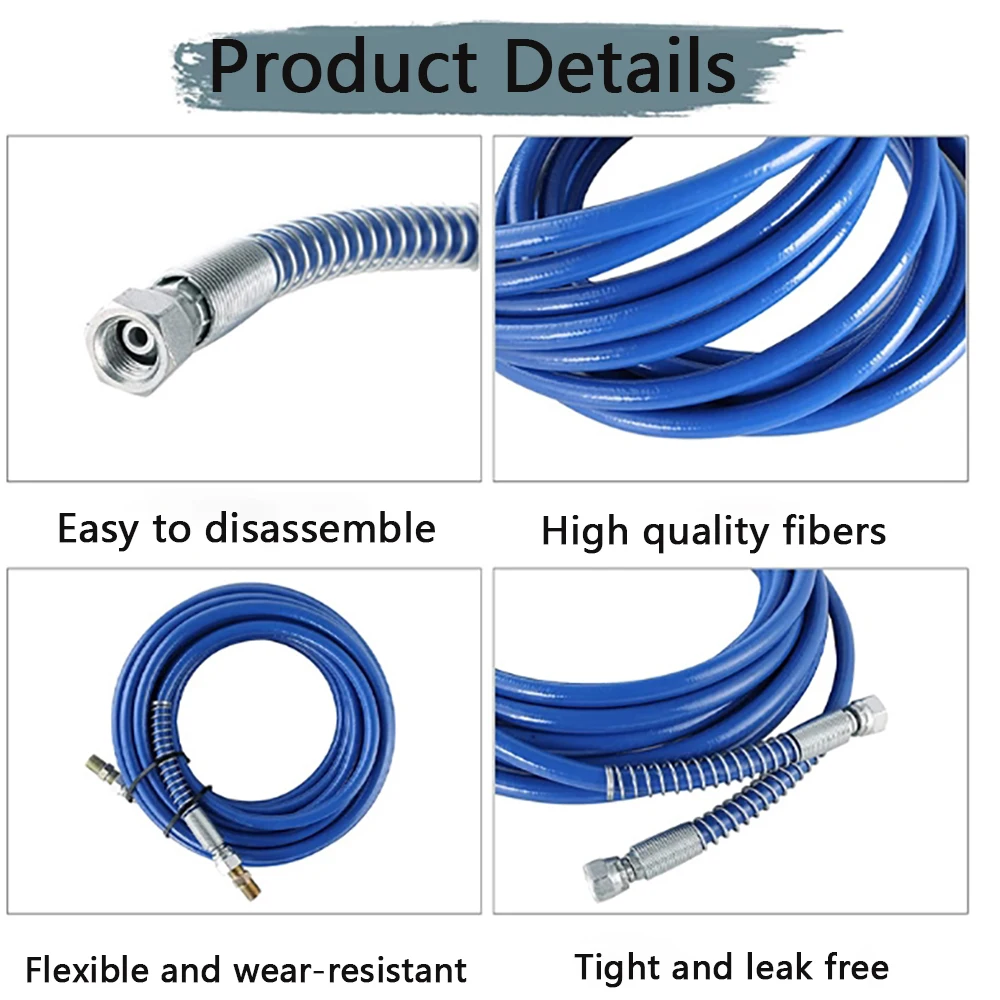 Airless Paint Spray Hose, 0.5-40M, Universal High Pressure Fiber Pipe, Flexible Fiber Hose, Spray Hose for Spray Gun,  Blue