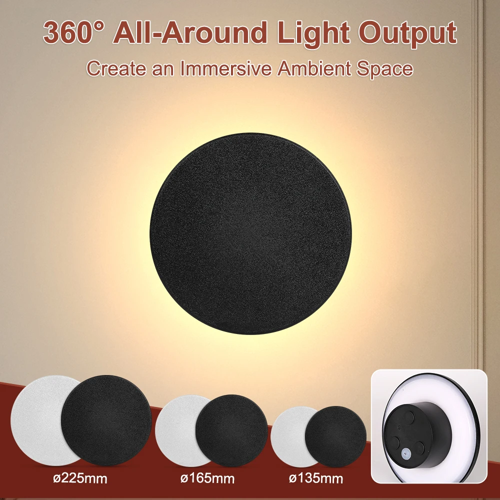 Indoor Round Wall Lamp/Modern Minimalist Style Bedroom Bedside Table Staircase Porch Warm Light 13cm/16cm/22cm LED Light Source