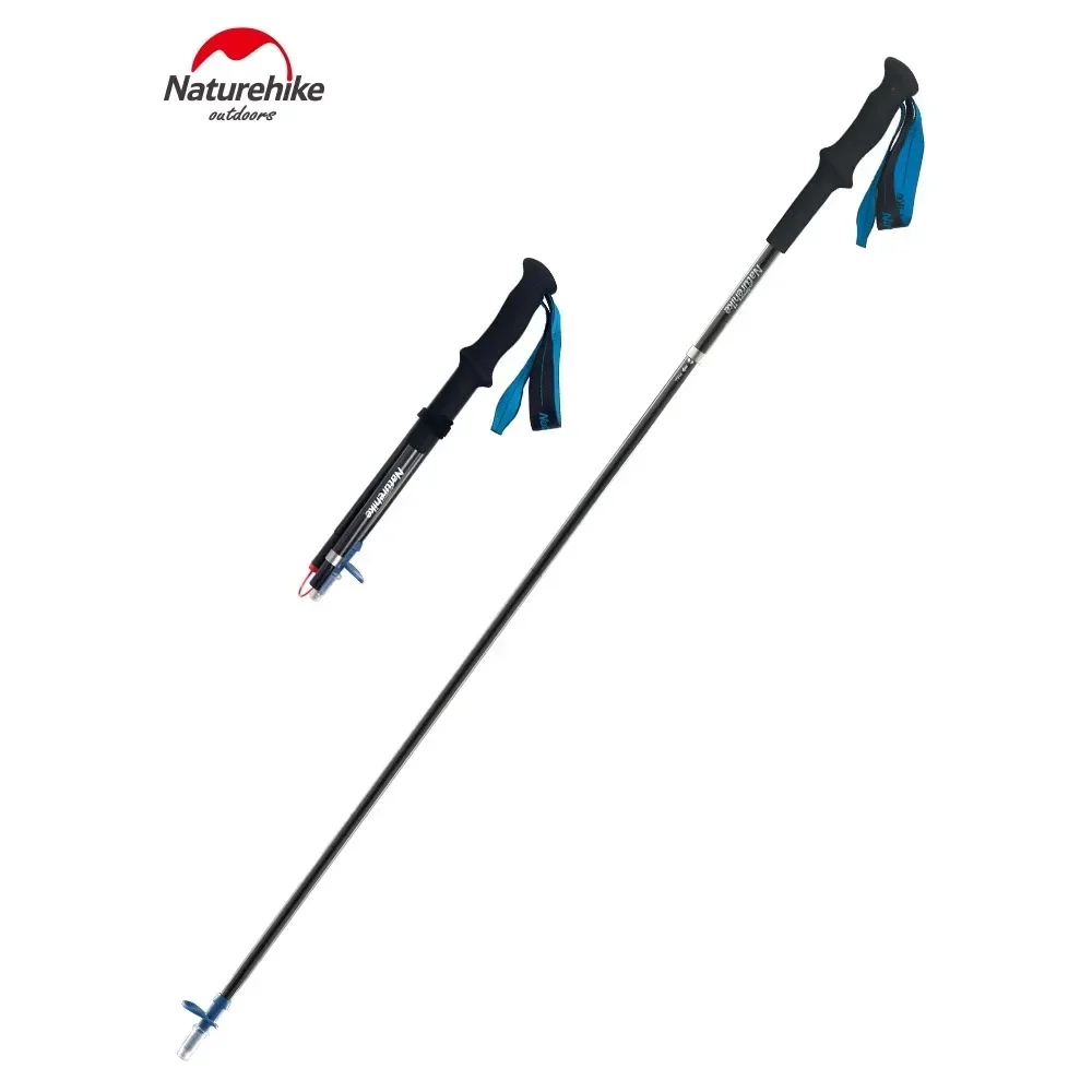 Outdoor Alpenstock Carbon Ultra-Light Foldable Men and Women on Foot Climbing Walking Stick  Fiber Four-Section