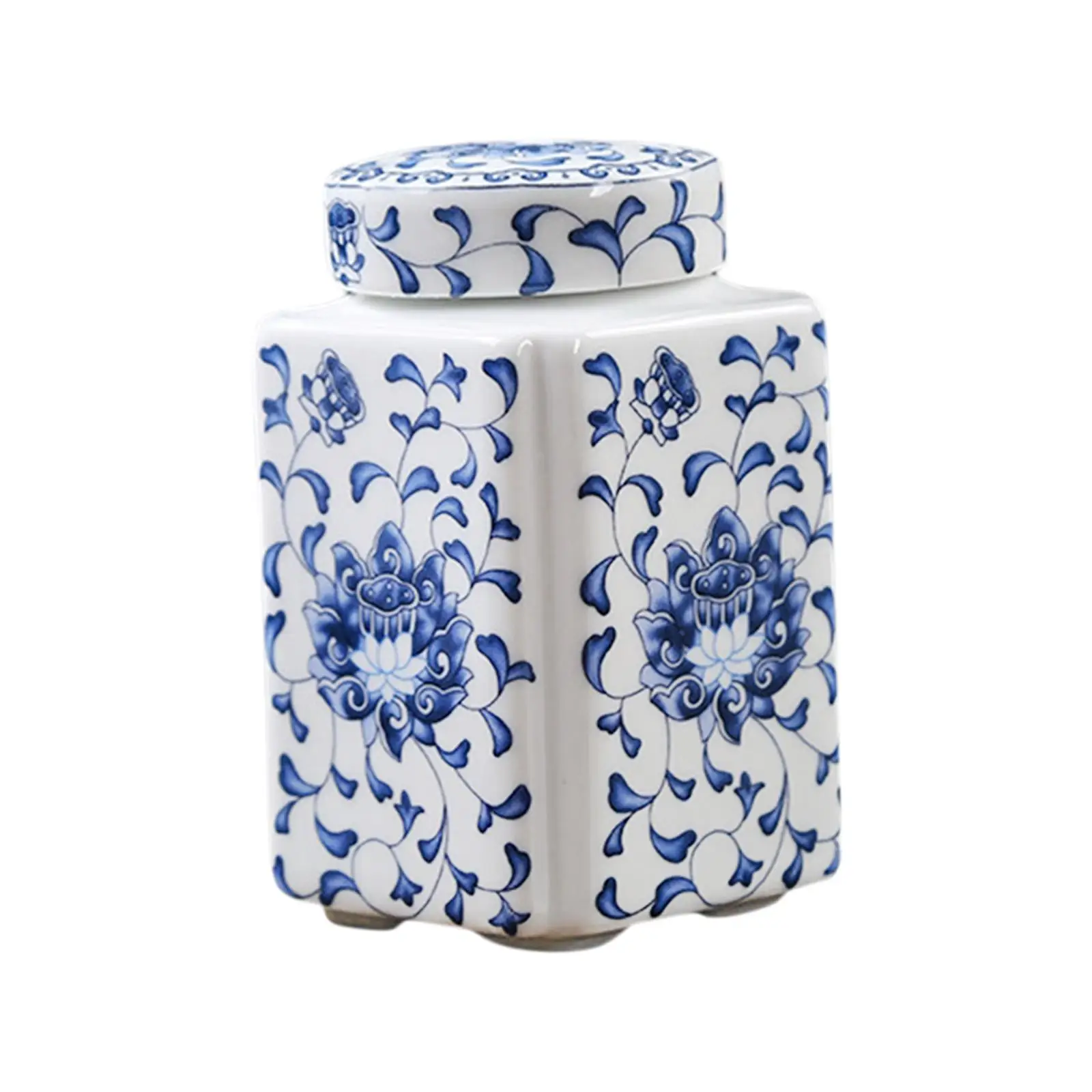 Porcelain Temple Jar Flower Vase Flower Display Organizer Tea Canister Ceramic Ginger Jar for Home Office Table Party Decor