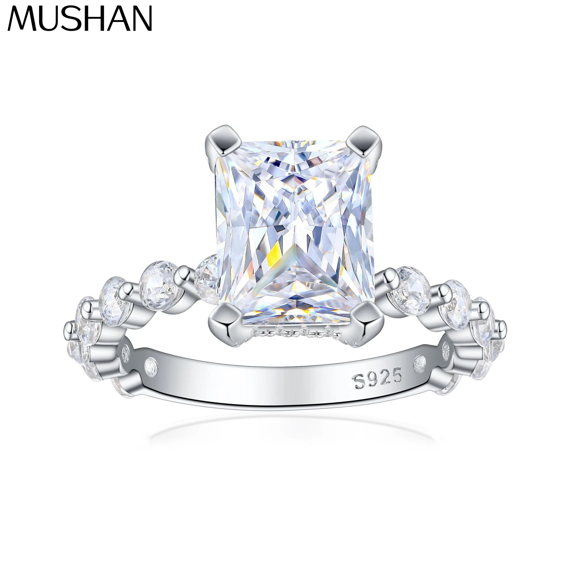 

MuShan Brand Jewelry 925 Sterling Silver Ring Zircon 7A Grade Oval Anniversary for Girls Real Gold Plated Fine Jewelry Rings