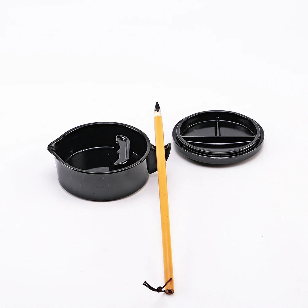 Fountain Ink Bucket with Cover Traditional Inkstone Delicate Black Calligraphy Accessory