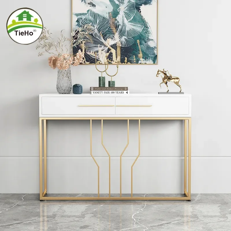 Nordic Living Room Metal Console Table With Drawer Modern Luxury Style Ultra Narrow Table Hallway Long Side Table Home Furniture