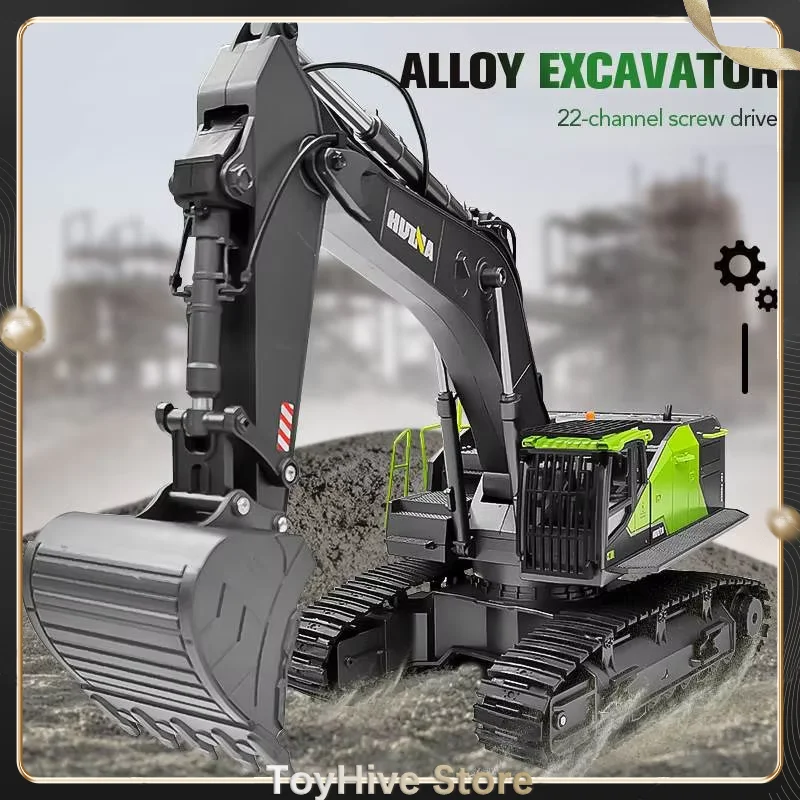 Huina 1593/1592 Full Metal Remote Control Excavator 1/14 Electric Heavy Duty  22 Channels Rc Excavator For Children Toys Model