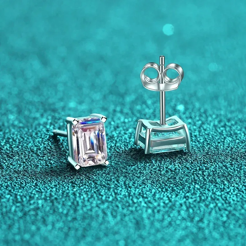 

0.5/1/2CT Moissanite Emerald Cut Luxury Earrings, Platinum PT950 Diamond Earring Fine Jewelry For Women With GRA Certificate