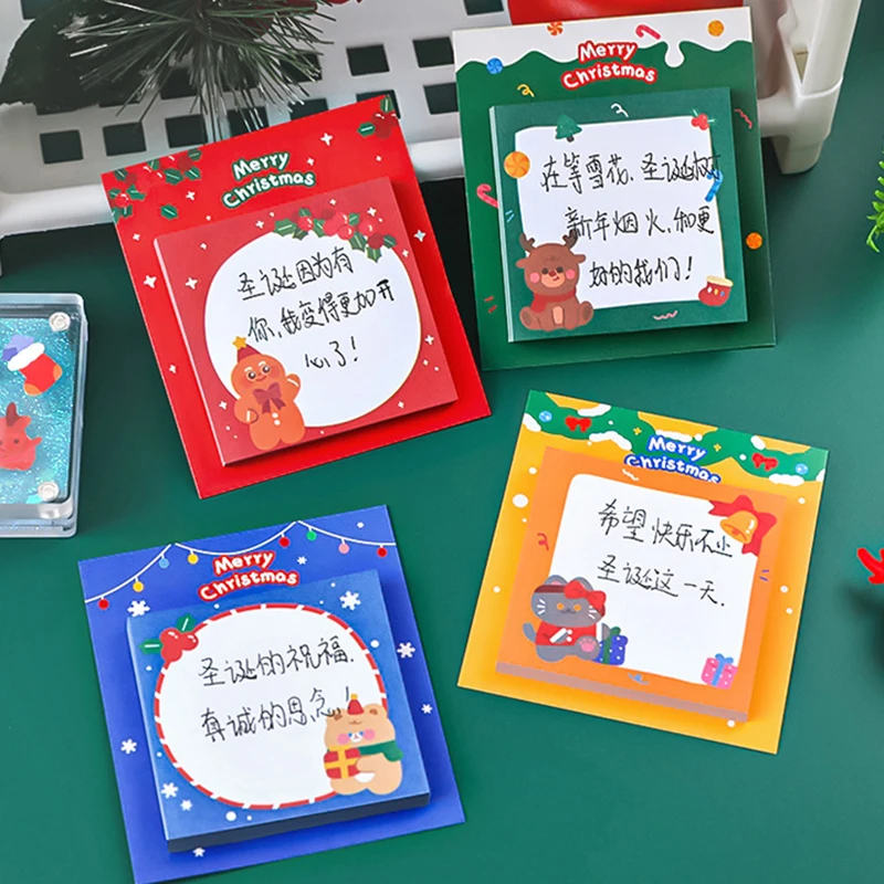 Kawaii Santa Claus Natal Memo Pad Sticky catatan lembar untuk melakukan daftar perencana stiker stiker sekolah kantor Dekorasi alat tulis