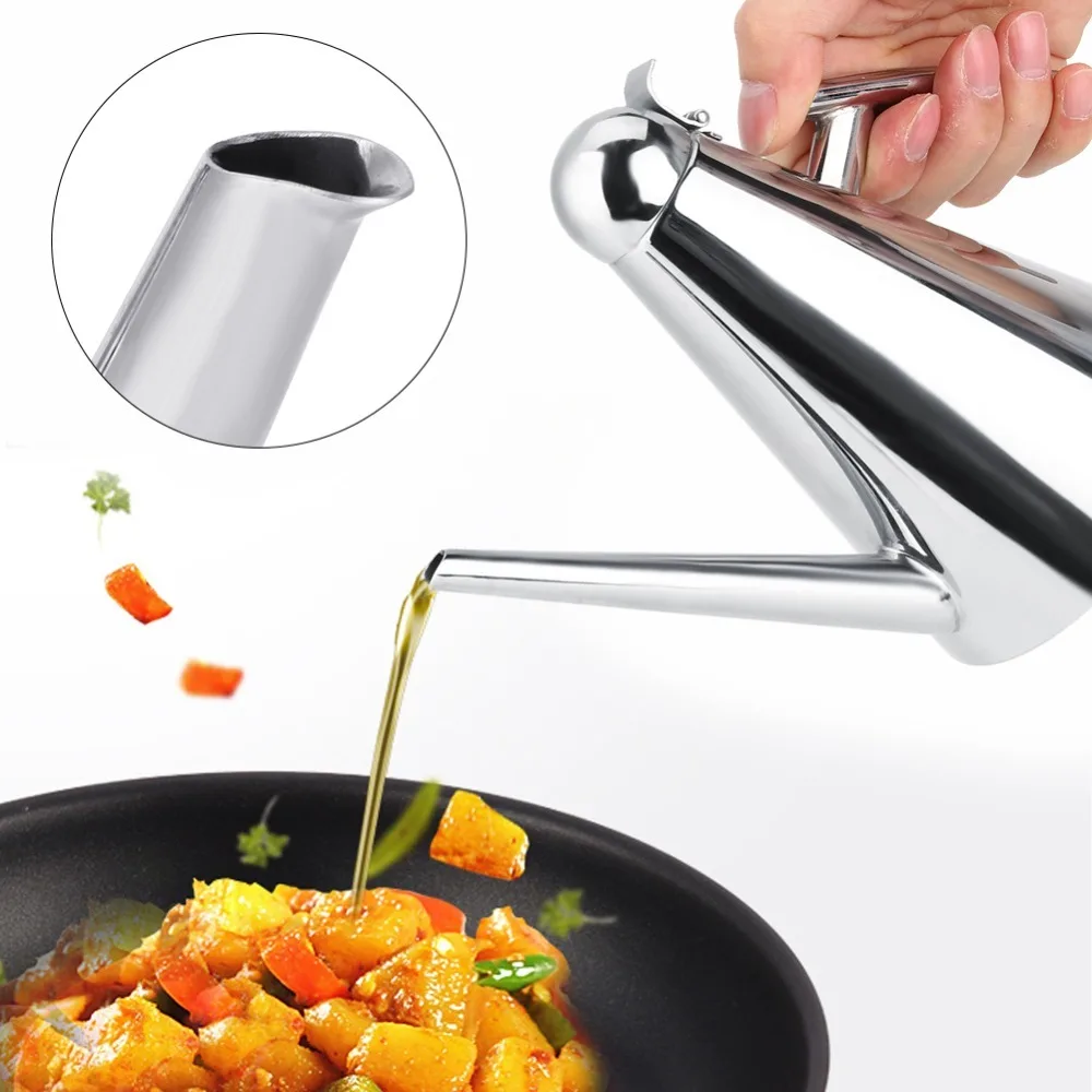 Convenient 304 Stainless Steel Oil Dispenser Bottle 500ml Seasoning Bottle Oil Pot Container Home Kitchen Use