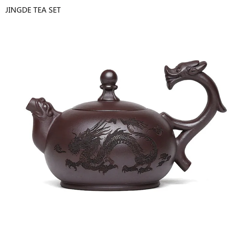 260ml Yixing Purple Clay Tea Pot Hand-painted Dragon Pattern Beauty Teapot Chinese Zisha Tea Set Custom Tradition Filter Kettle