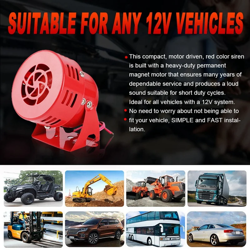 AC110V 공습 사이렌 경적 스피커 알람 사운드, 미니 전기 모터 구동, 공장 차량, 미니 시끄러운 사이렌 경적, 내구성