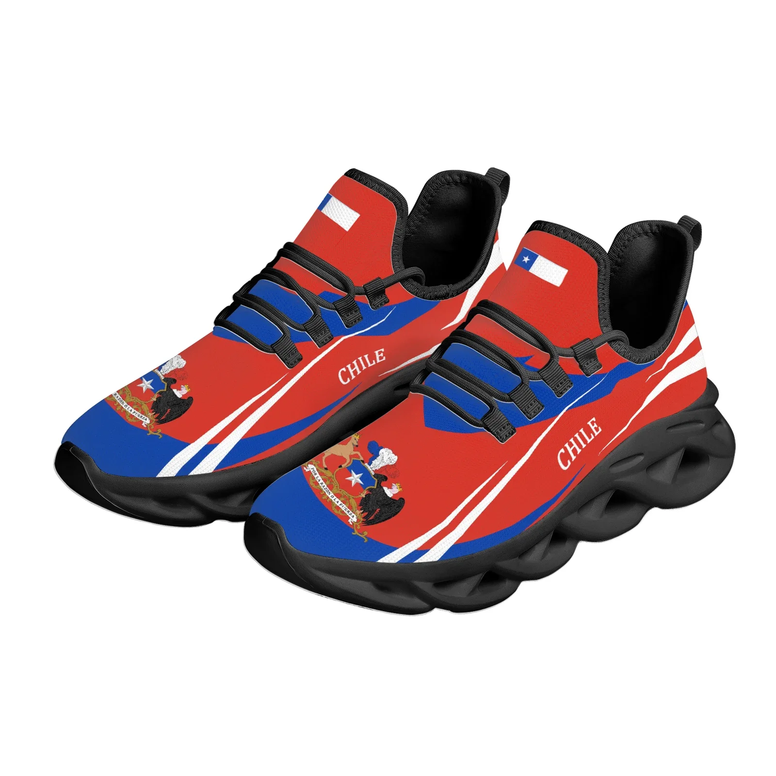 Chile National Flag Design National Emblem Printing Lightweight Breathable Basketball Shoes Platform Snaekers