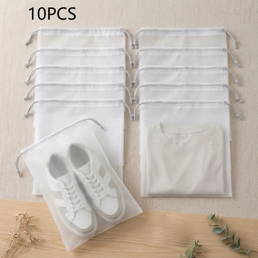 

10/20PCS portable drawstring storage bag for clothing, shoes, hats, miscellaneous items, waterproof transparent plastic storage