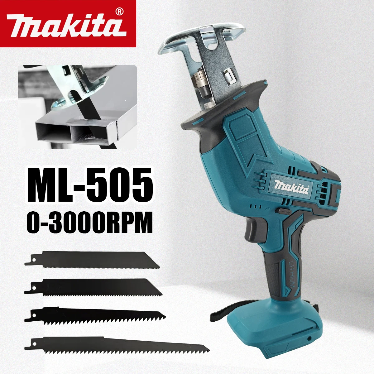 Scie sauteuse sans fil Makita ML-505, scie à chaîne électrique, outil électrique portable pour la coupe du bois, du métal et des tuyaux