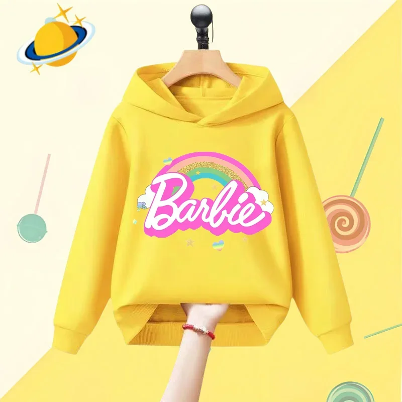 Barbie children\'s hoodie Disney cartoon print Autumn Winter long sleeve sweatshirt Boys girls Kawaii 2 pieces Harajuku anime