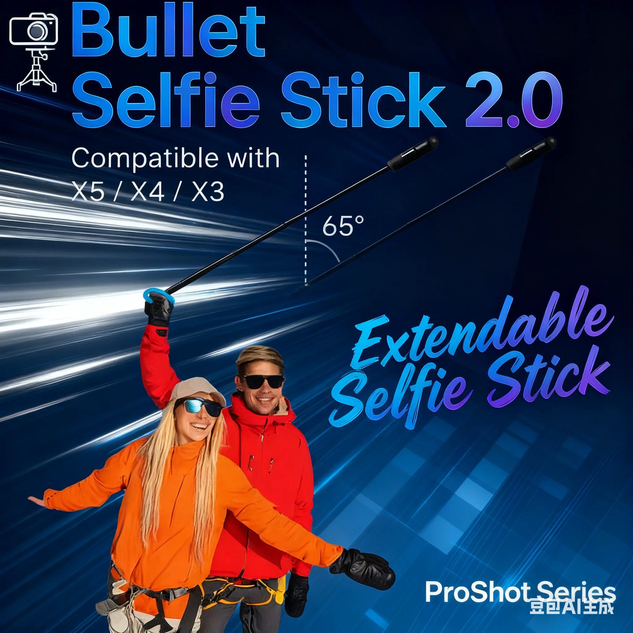 

Палка для селфи Bullet Time 2.0 для Insta360–360 ° Вращающаяся ручка, гладкий панорамный аксессуар