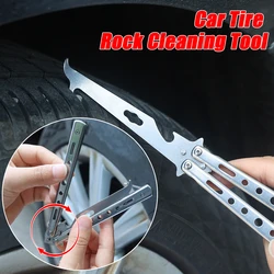 Universal Multipurpose Folding Car Tire Clear Stone Hook Tire Cleaning Tool Auto Motorcycle Bike Accessories Gift Bottle Opener