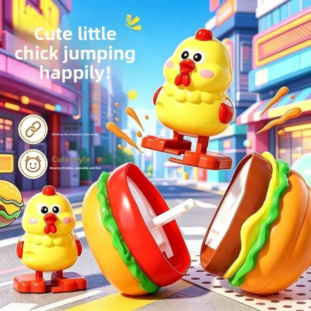 Cute Animal Style Burger Animal Toy Interactive Stress Relief Wind-Up Animal Toy Burger Shape Jumping Egg Toy Interactive Play