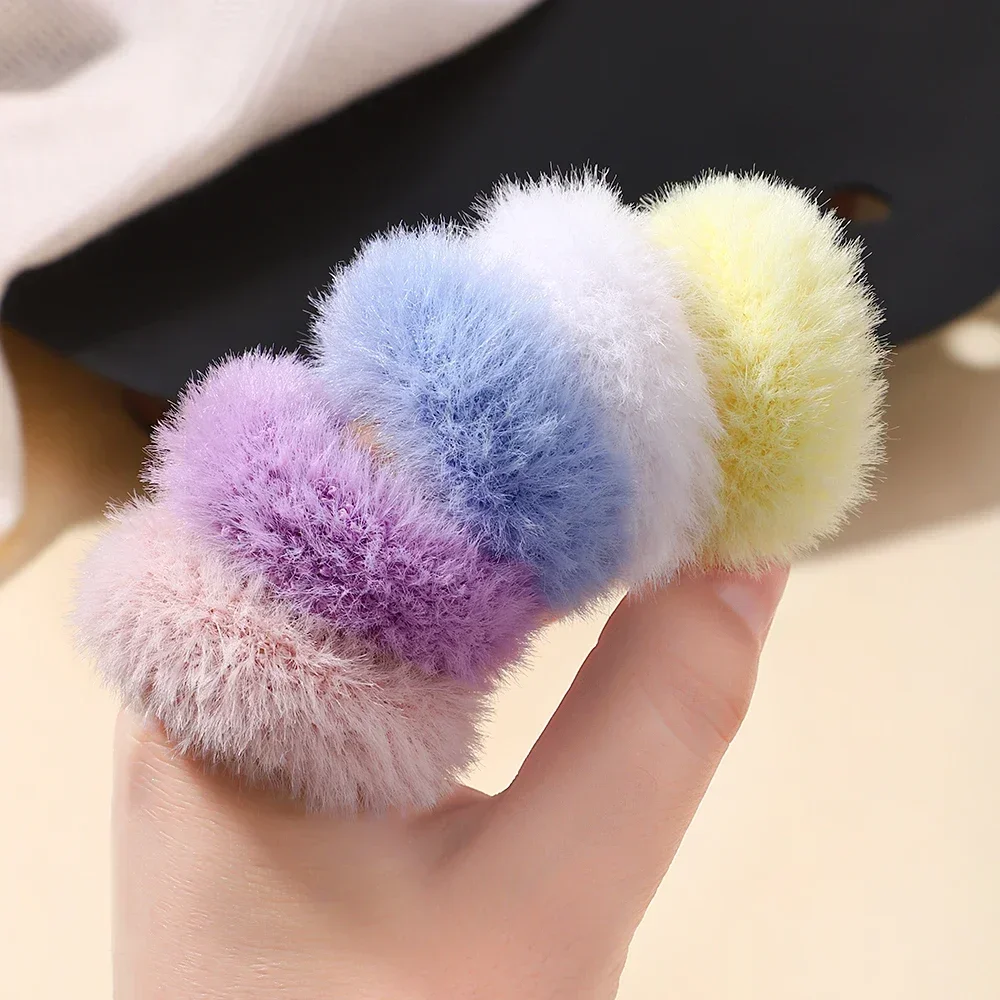 5/15 pçs/lote bebê meninas peludo scrunchie laços de cabelo de pelúcia elástico faixas de cabelo pequena faixa de borracha para crianças doces acessórios para o cabelo