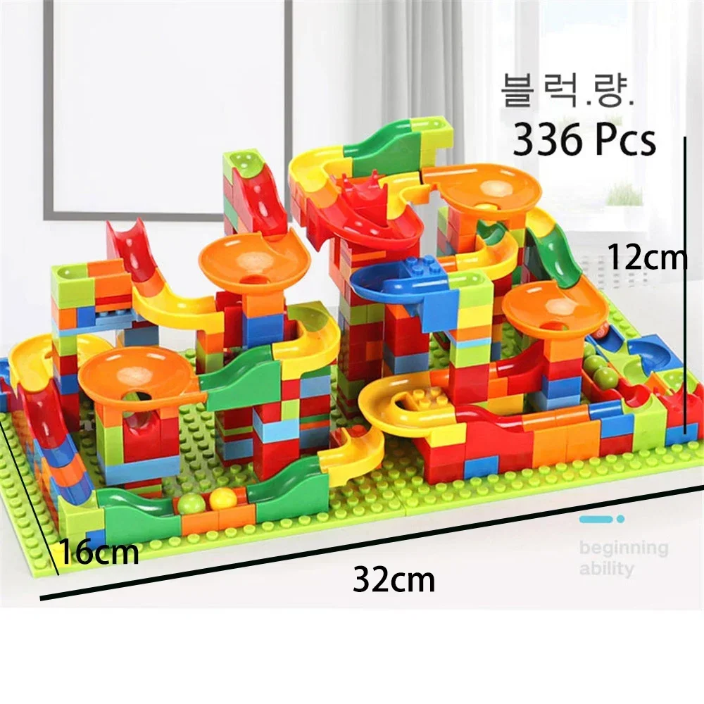 Building Blocks Track Marble Race Run Maze Ball Track Building Blocks Set ABS Assemble Funnel Slide Bricks STEM blocks Toys Gift