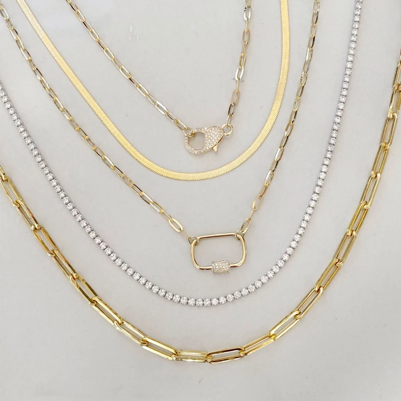 High Quality Charm Gold Color Snake Chain Necklace for Women CZ Tennis Zircon Choker Necklaces Collar Jewelry