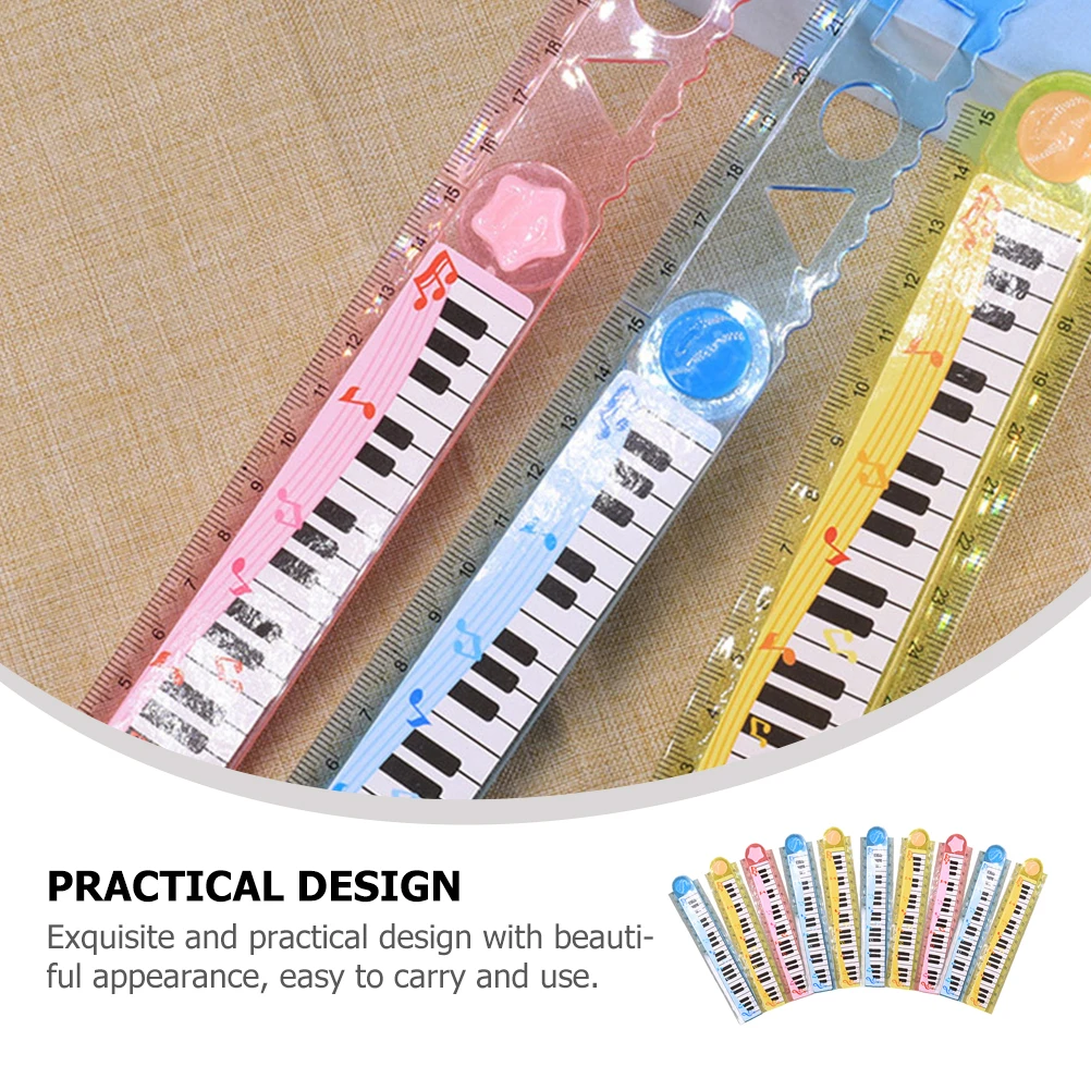 

20pcs Piano Ruler Adorable Kids Foldable Children Daily Use Student Reusable Thin Light Portable Straight School Geometry