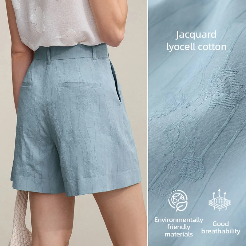 Amii Women's Shorts 2026 Autumn New Versatile Commuter Cotton Shorts Jacquard Casual Basic Women's Loose Wide-leg Pants 12641111