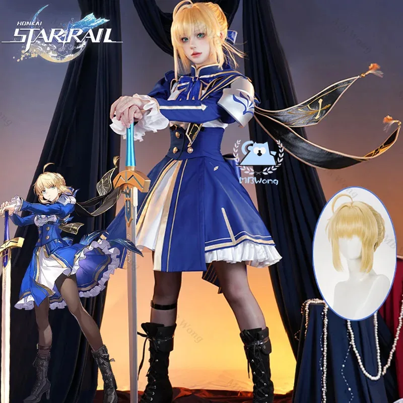 Honkai Star Rail X Fate FGO Artoria Косплей Костюм Сабля Косплей Лилия Наряд Судьба Ночь Униформа Парик Для Хэллоуина