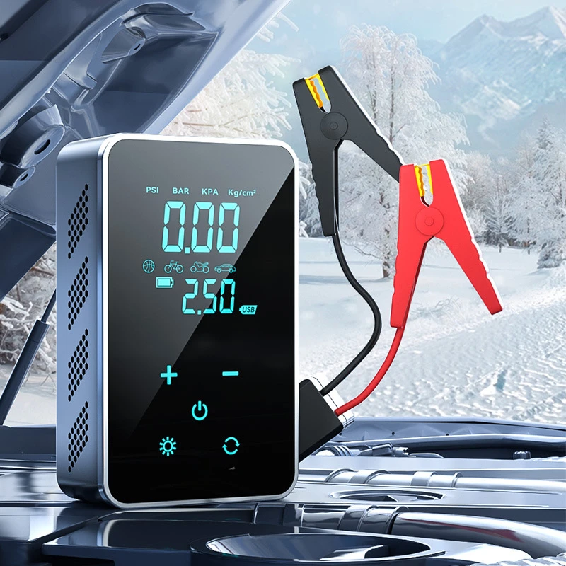 Car mounted wireless lithium battery emergency starting power supply integrated machine intelligent digital display air pump