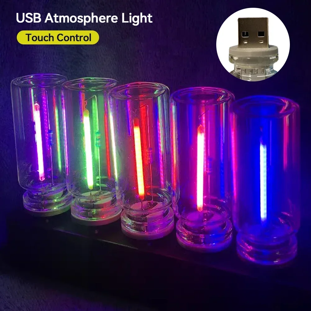 سيارة USB ليلة ضوء اللمس عكس الضوء LED مصباح بفتيل الإضاءة المحمولة التوصيل والتشغيل مصباح لتهيئة الجو الزخرفية لغرفة نوم السيارة