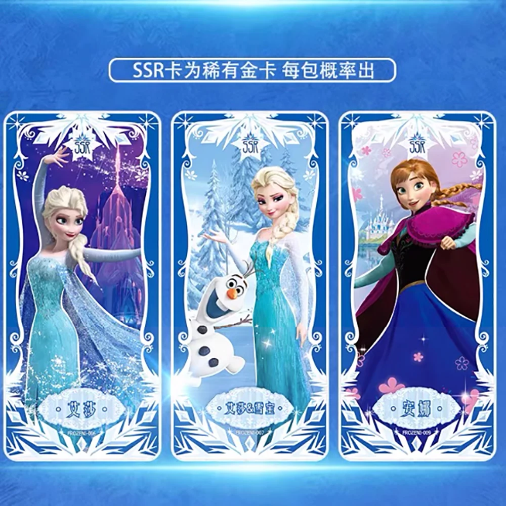 Cartas de colección de Frozen de Disney, juego de personajes de película de Anime, caja de tarjetas de juguete de Elsa, Anna, cristal limitado, SSR